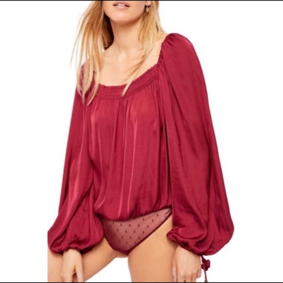 Free People Tops - E Intimately Free People Red Long Sleeve Bodysuit XS